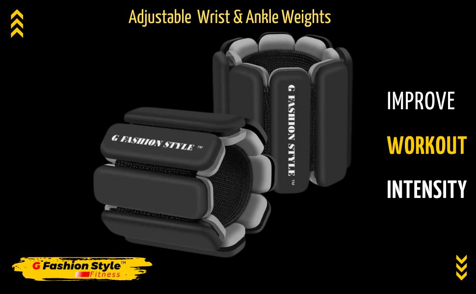 Wearable Wrist & Ankle Weights, Set of 2 (1 LB each), Adjustable, Black