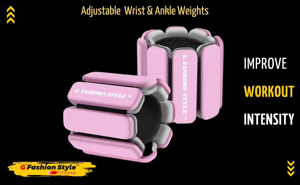 Wearable Wrist & Ankle Weights, Set of 2 (1 LB each), Adjustable, Pink