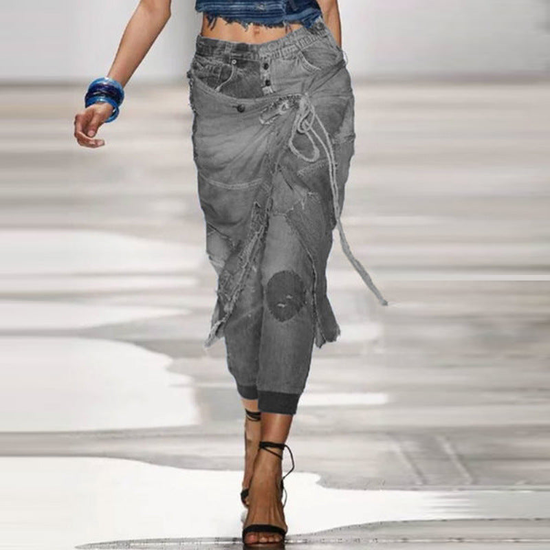 Lace-Up Ribbed Trousers Jeans