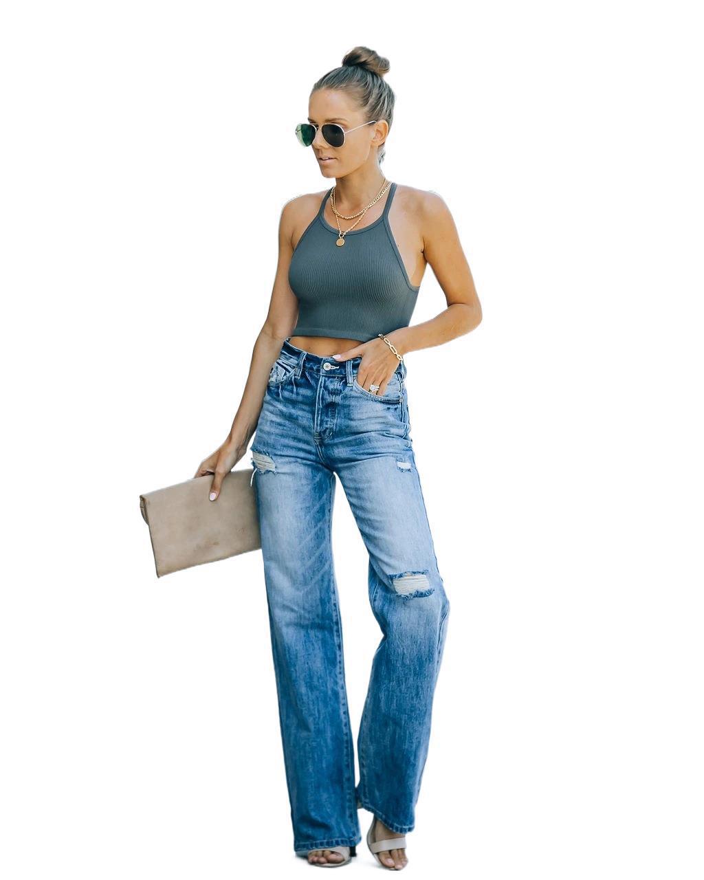 Mid-waist Denim Trousers