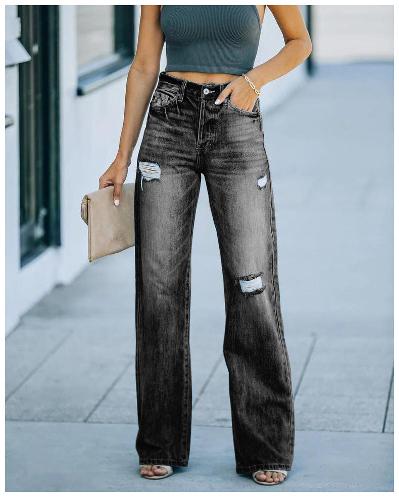 Mid-waist Denim Trousers