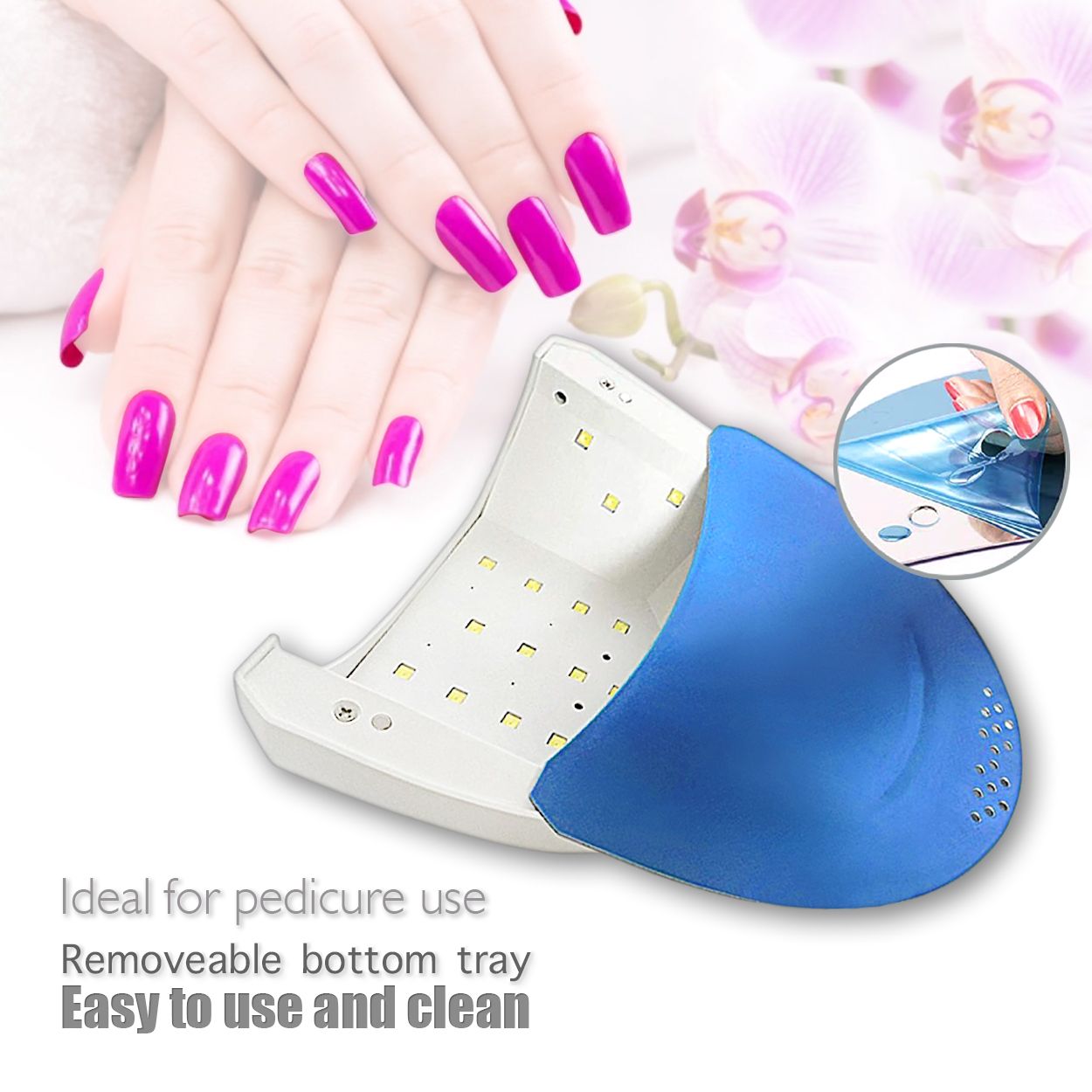 UV LED Nail Lamp, 48W, (3) Timers, White, Model SUNone