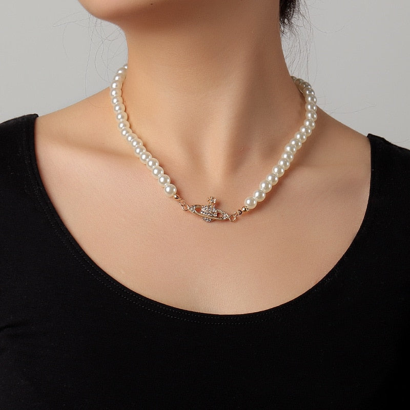 Imitation Pearl Choker Necklace