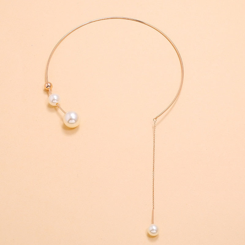 Imitation Pearl Choker Necklace