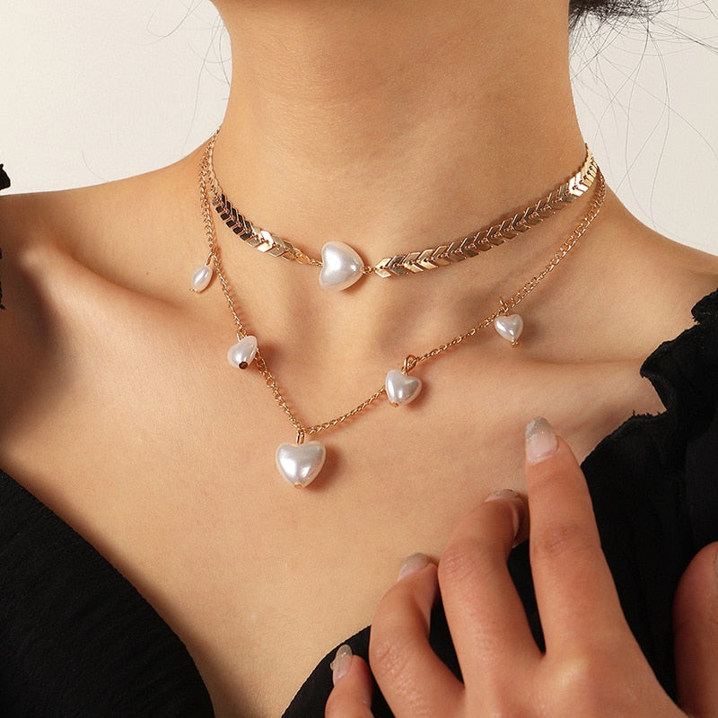 Imitation Pearl Choker Necklace