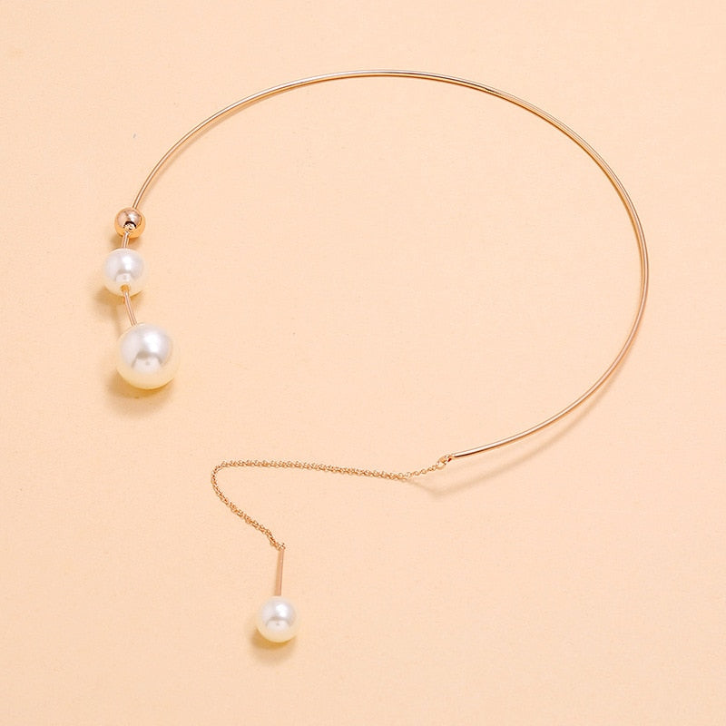 Imitation Pearl Choker Necklace