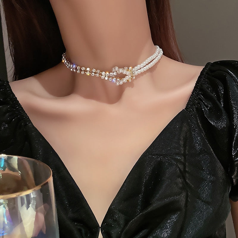 Imitation Pearl Choker Necklace