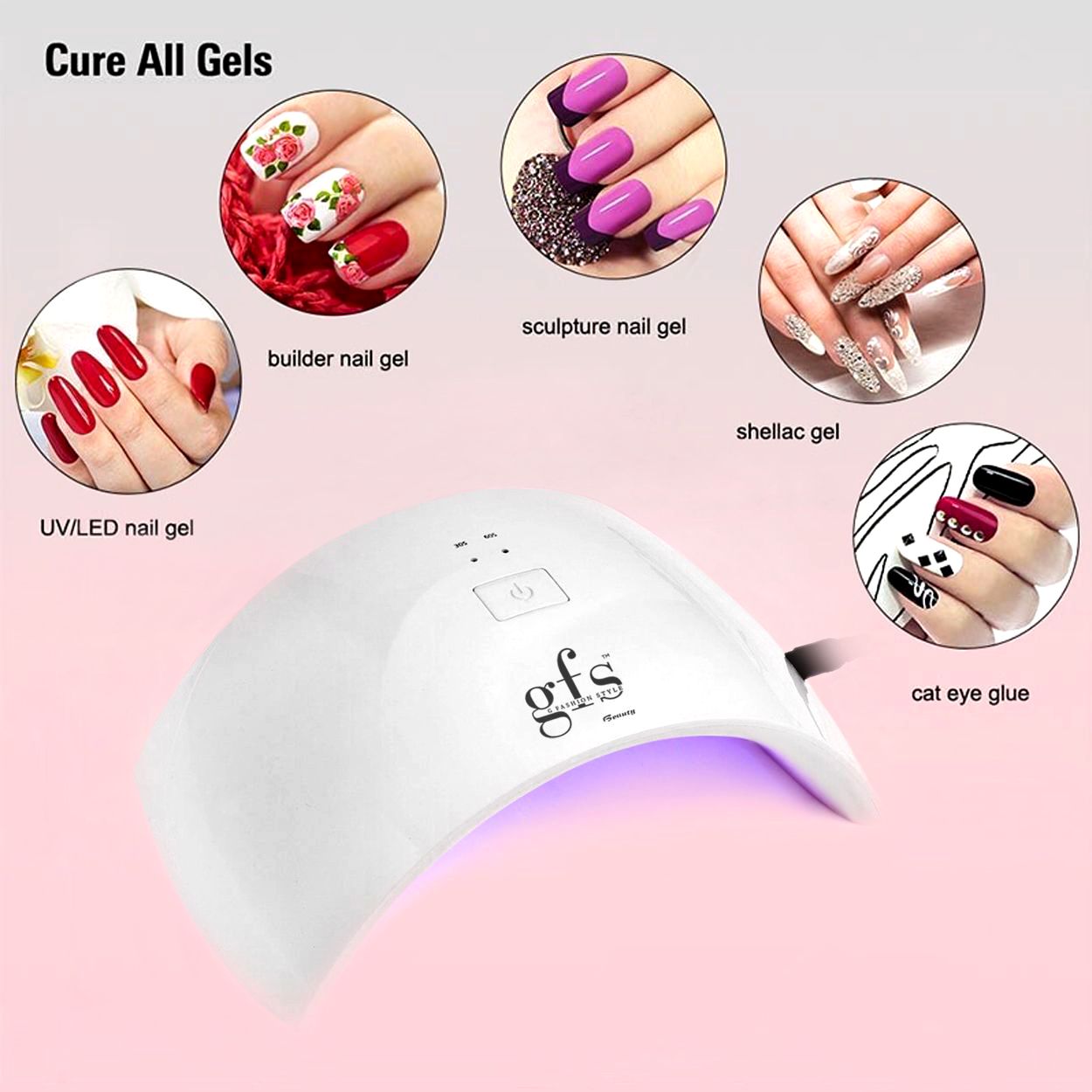 UV LED Nail Lamp, 24W, 2 Timers, White LED, Model SUN9C