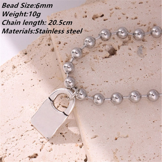 Metal Lock Pendant Bracelet