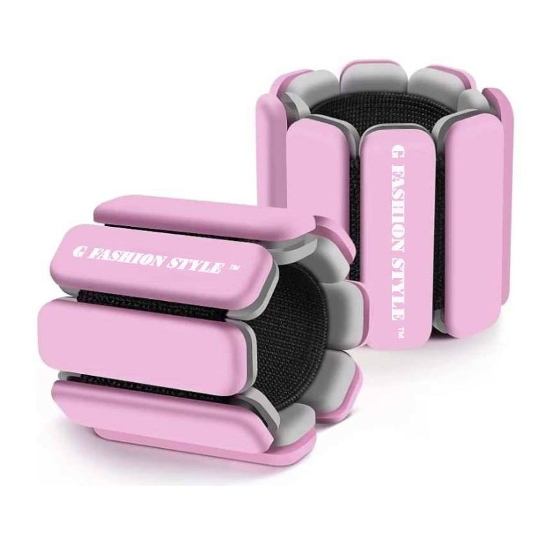 Wearable Wrist & Ankle Weights, Set of 2 (1 LB each), Adjustable, Pink