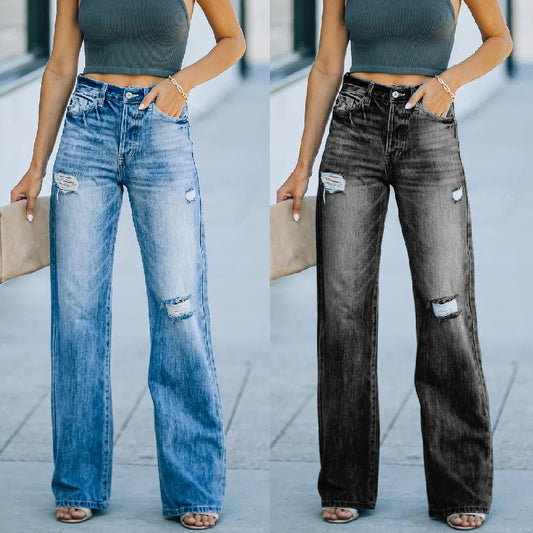 Mid-waist Denim Trousers