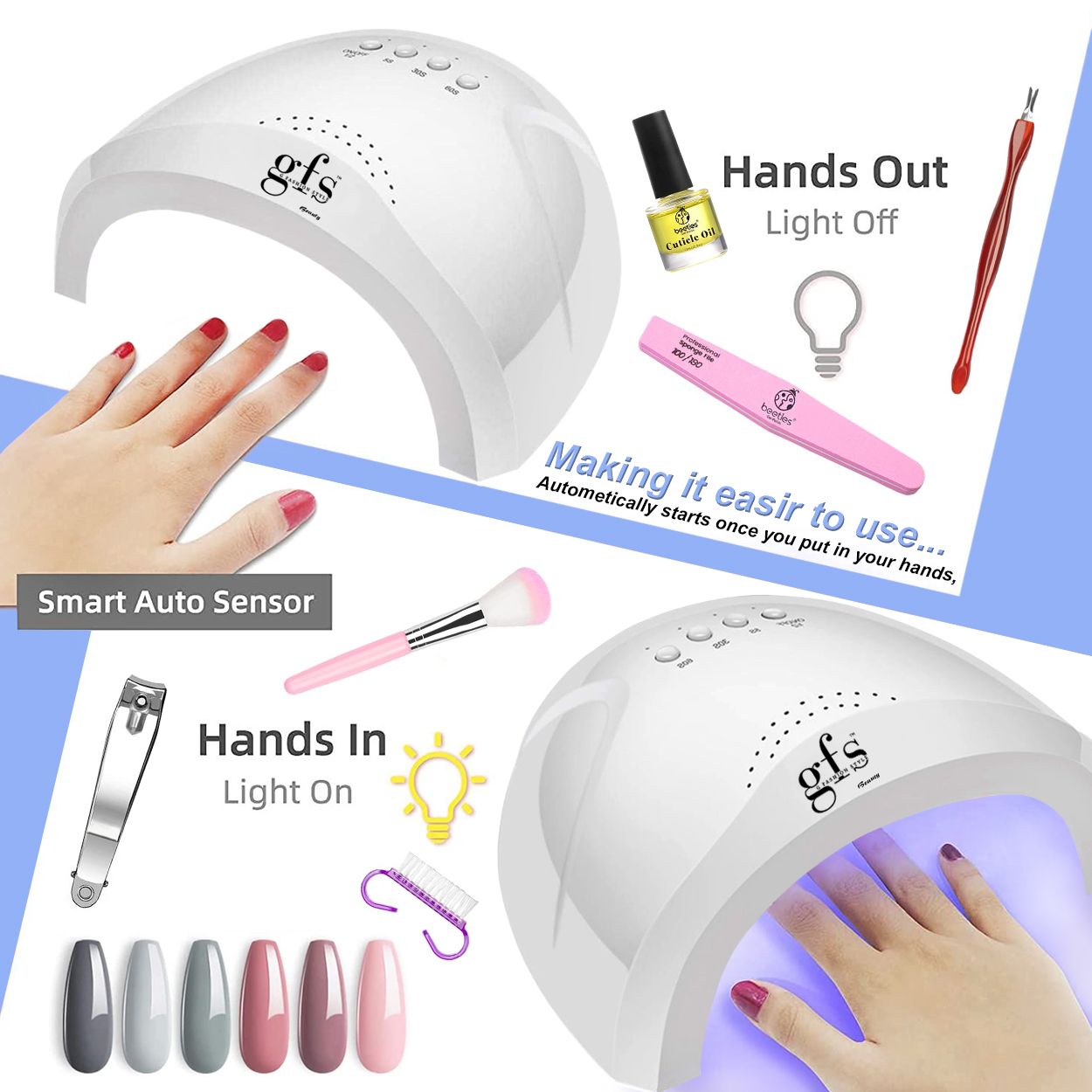 UV LED Nail Lamp, 48W, (3) Timers, White, Model SUNone