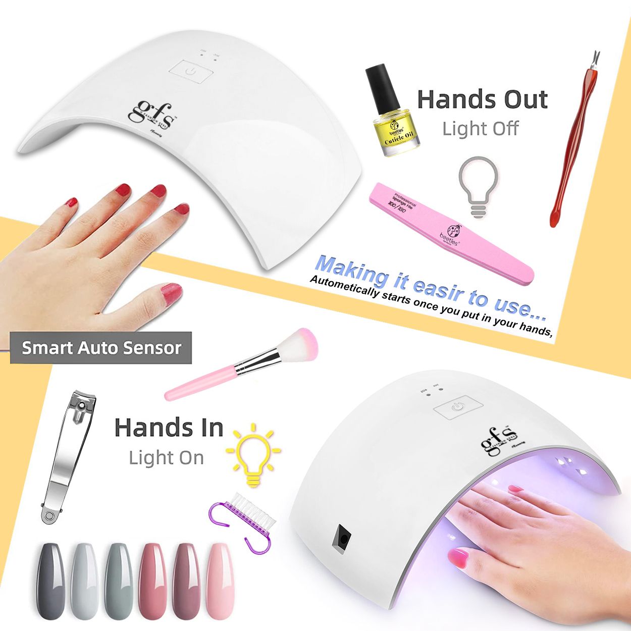 UV LED Nail Lamp, 24W, 2 Timers, White LED, Model SUN9C